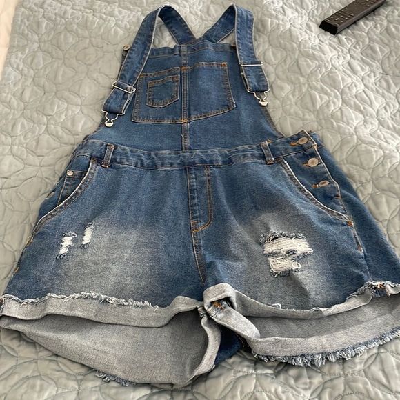 Love Tree Pants - Denim, short, overalls, size large